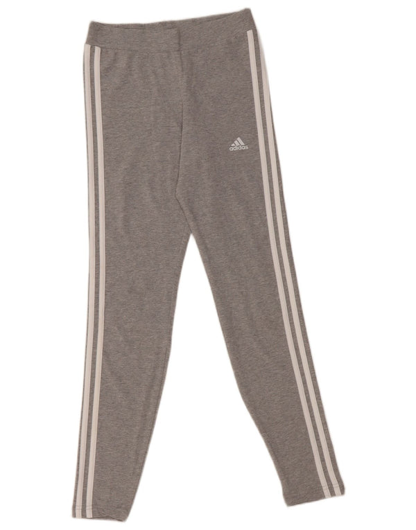 ADIDAS Girls Leggings 13-14 Years  Grey Cotton