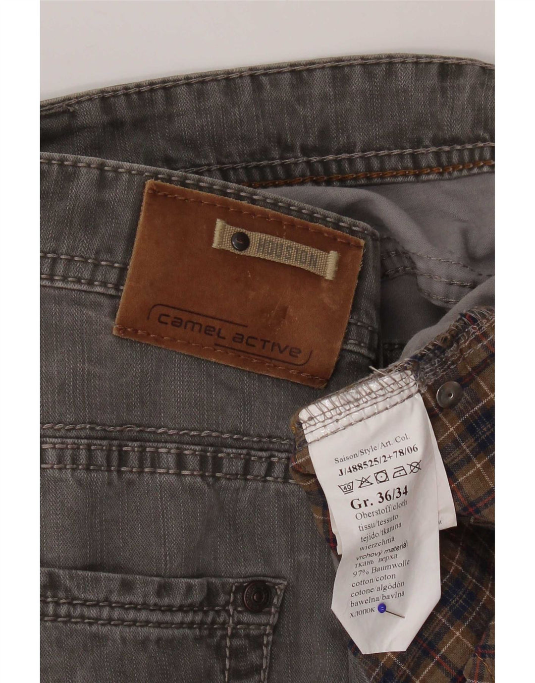 Camel Active Mens Straight Jeans W36 L34 Grey Cotton