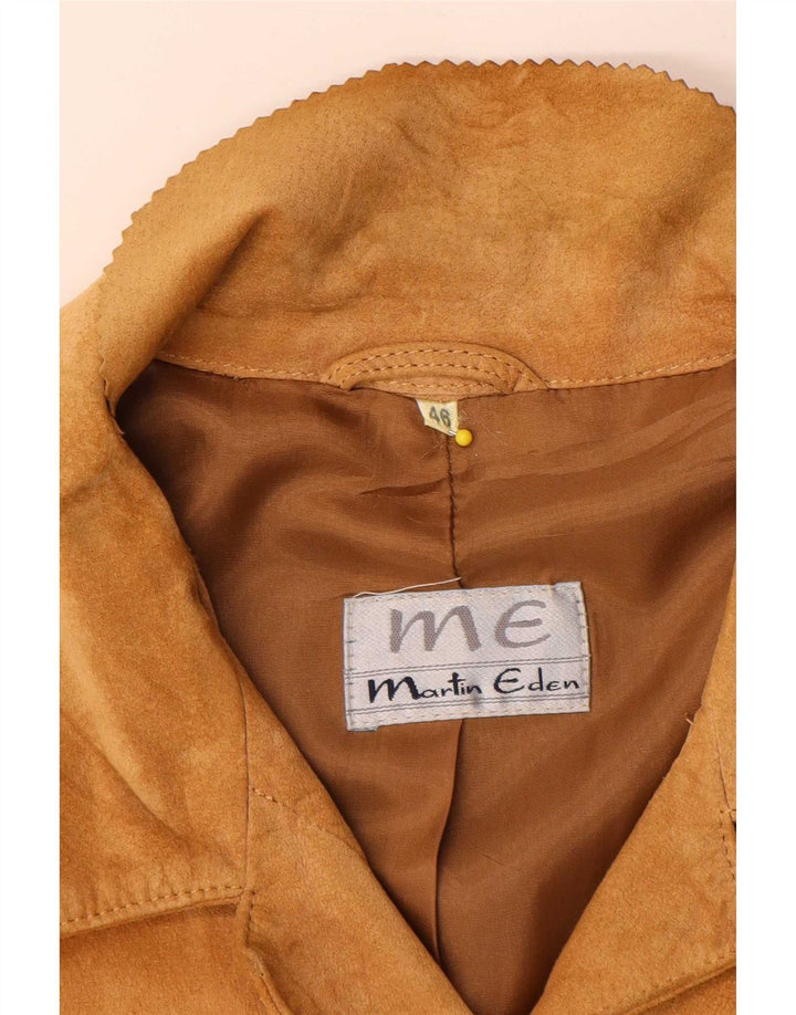 Martin Eden Womens Suede 4 Button Blazer Jacket IT 48 XL Beige Leather