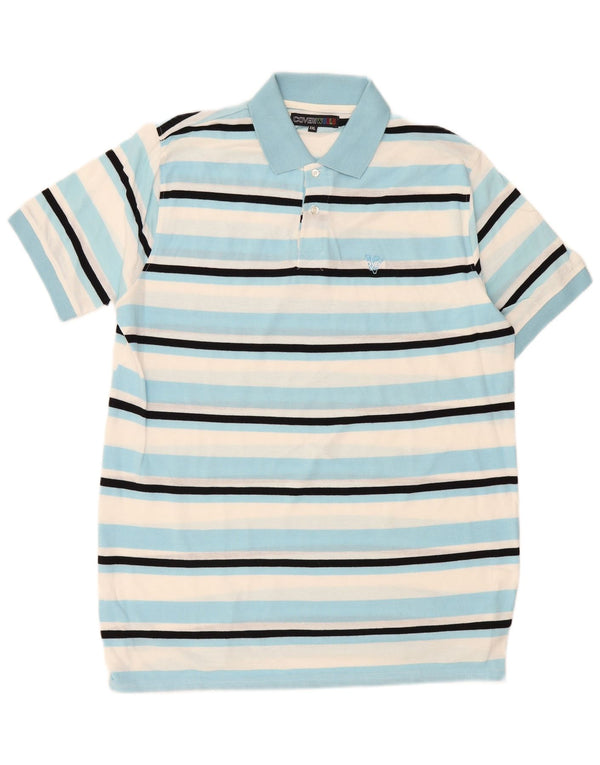 Coveri Mens Polo Shirt 2XL Blue Striped Cotton