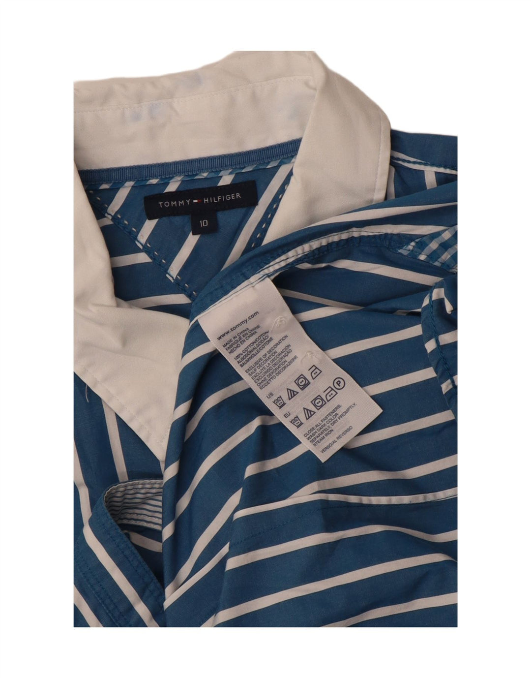 TOMMY HILFIGER Womens Shirt US 10 Large Blue Striped Cotton