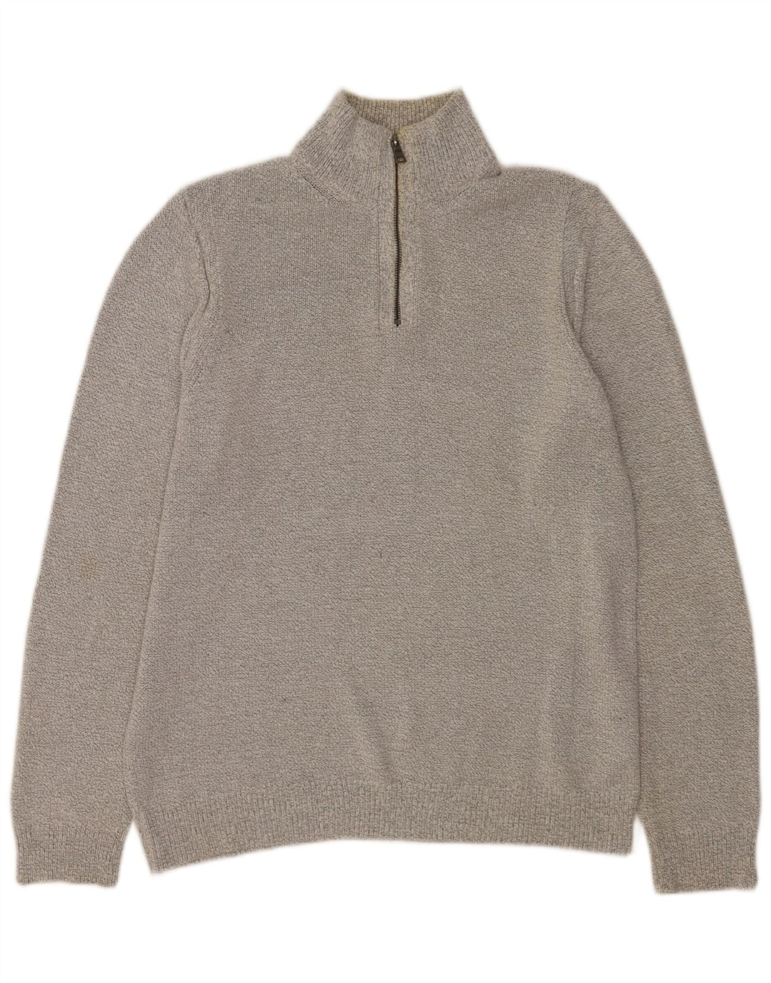Marks & Spencer Mens Zip Neck Jumper Sweater Large Grey Cotton