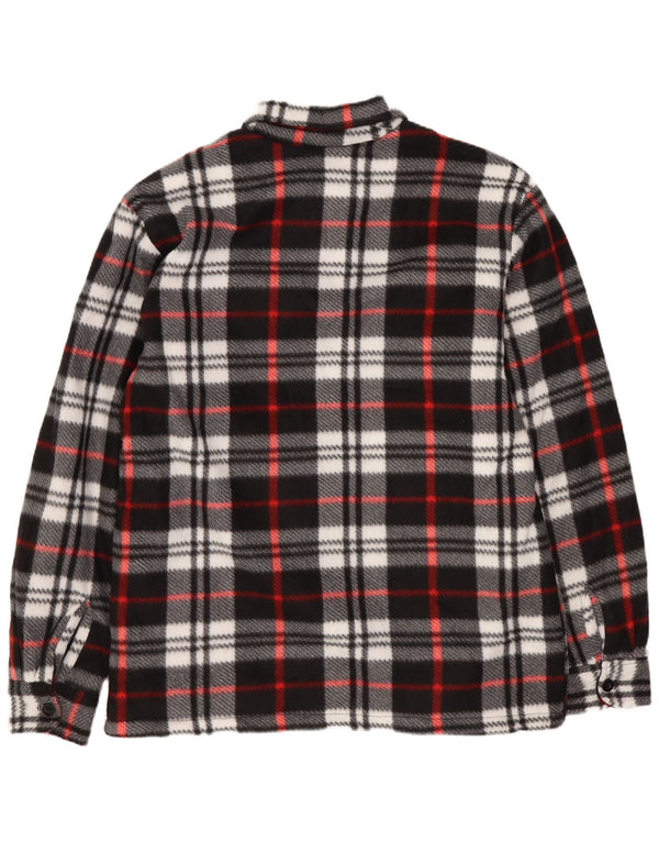 Vintage Mens Sherpa Lumberjack Flannel Shirt Medium Black Plaid Polyester