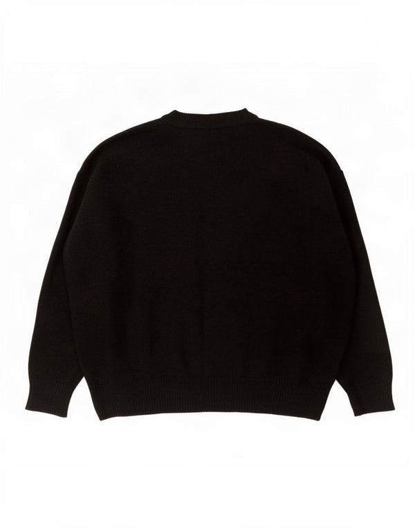 Zara Womens Oversized Crew Neck Jumper Sweater UK 10 Small Black Cashmere