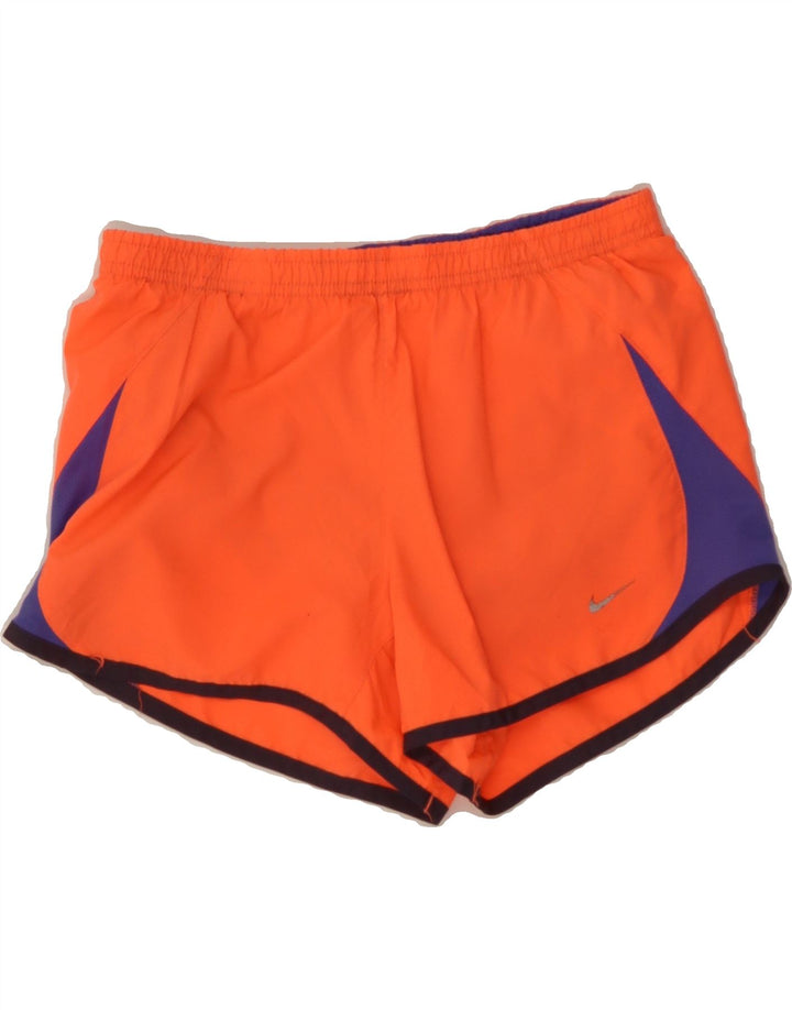 NIKE Womens Sport Shorts UK 10 Small Orange Colourblock Polyester Vintage Nike and Second-Hand Nike from Messina Hembry 