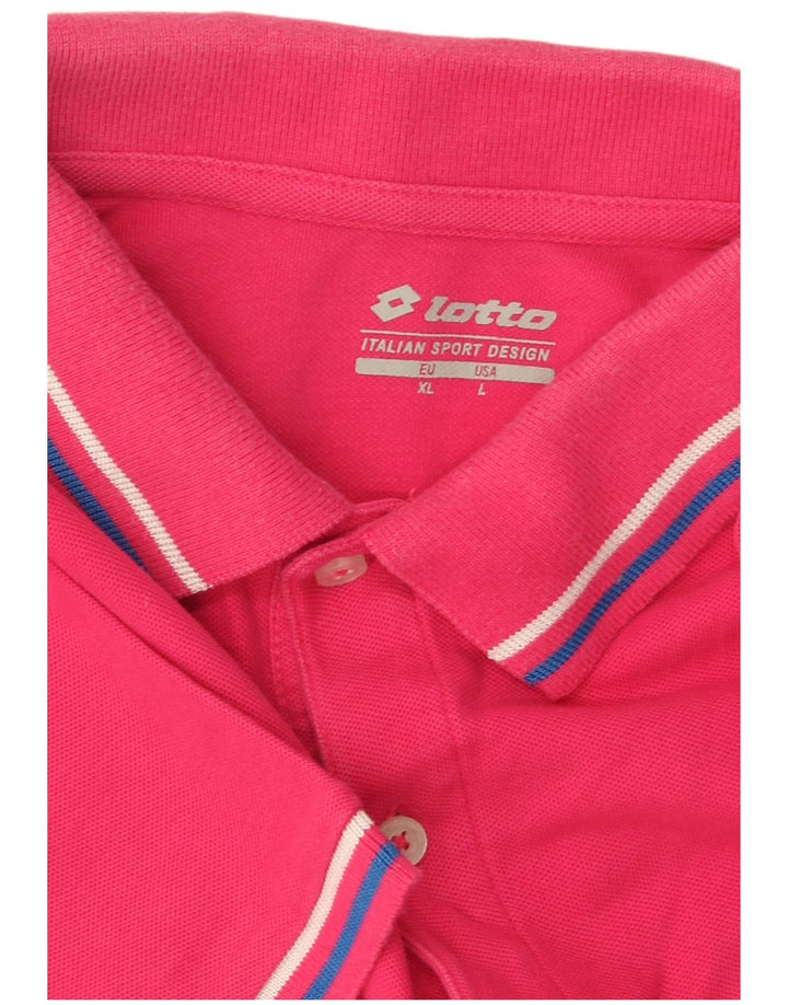 LOTTO Mens Polo Shirt Large Pink Cotton