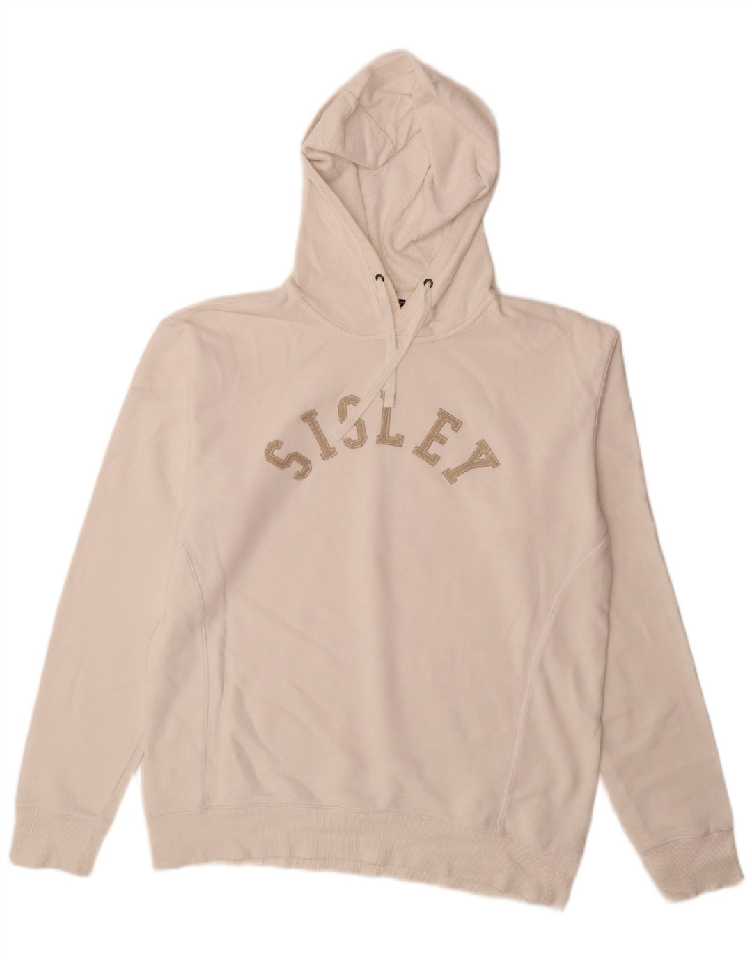 Sisley Mens Graphic Hoodie Jumper Large White