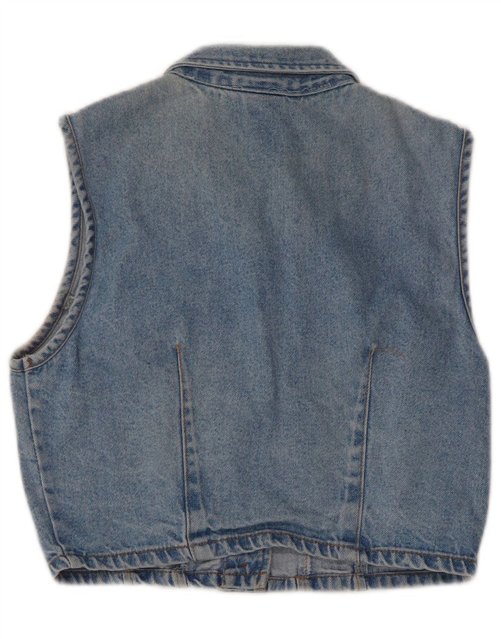 VINTAGE Girls Denim Gilet 9-10 Years Blue Cotton