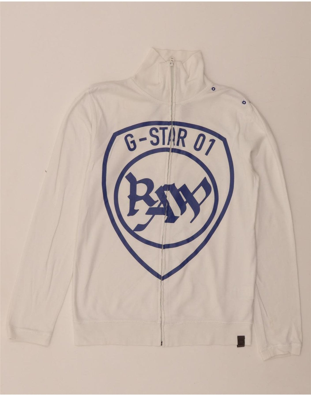 G-STAR Womens Graphic Tracksuit Top Jacket UK 10 Small White Cotton