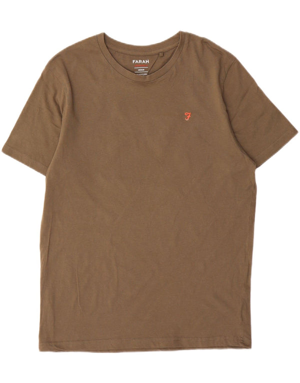 Farah Mens T-Shirt Top Medium Khaki Cotton