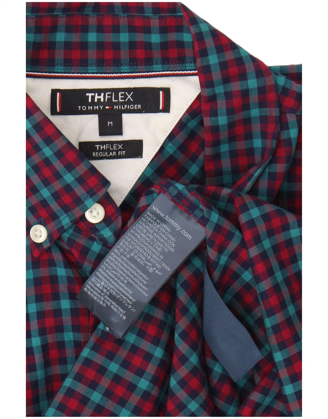 TOMMY HILFIGER Mens Regular Fit Shirt Medium Red Check Cotton