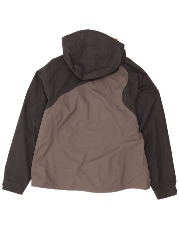 Jack Wolfskin Womens Hooded Rain Jacket UK 18/20 XL Grey Colourblock