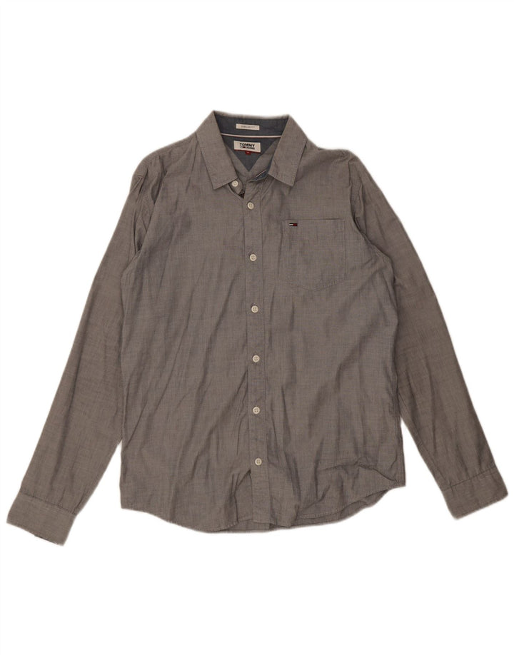Tommy Hilfiger Mens Regular Fit Shirt Medium Grey Cotton