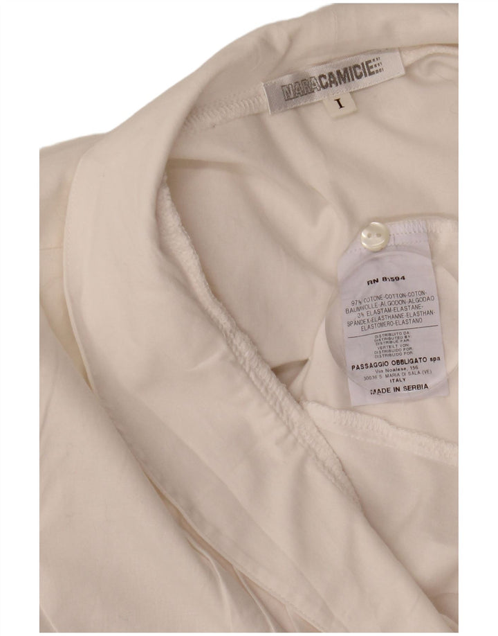 NARACAMICIE Womens Tuxedo Shirt UK 12 Medium White Cotton