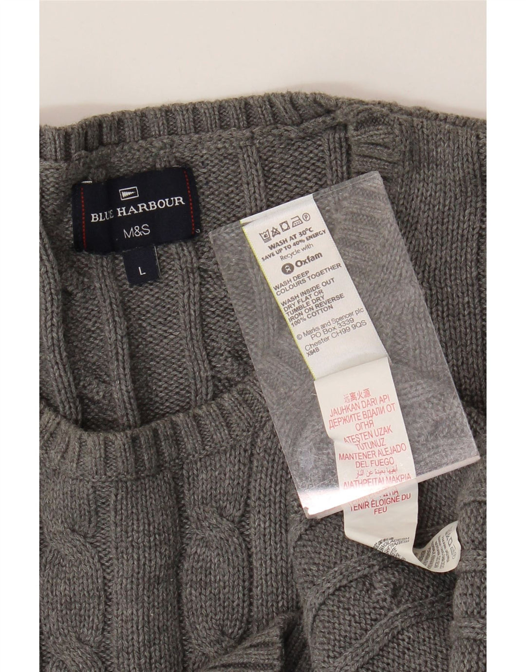 Marks & Spencer Mens Blue Harbour Crew Neck Jumper Sweater Large Grey