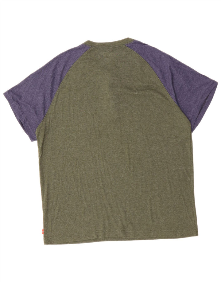 IZOD Mens T-Shirt Top Medium Khaki Colourblock