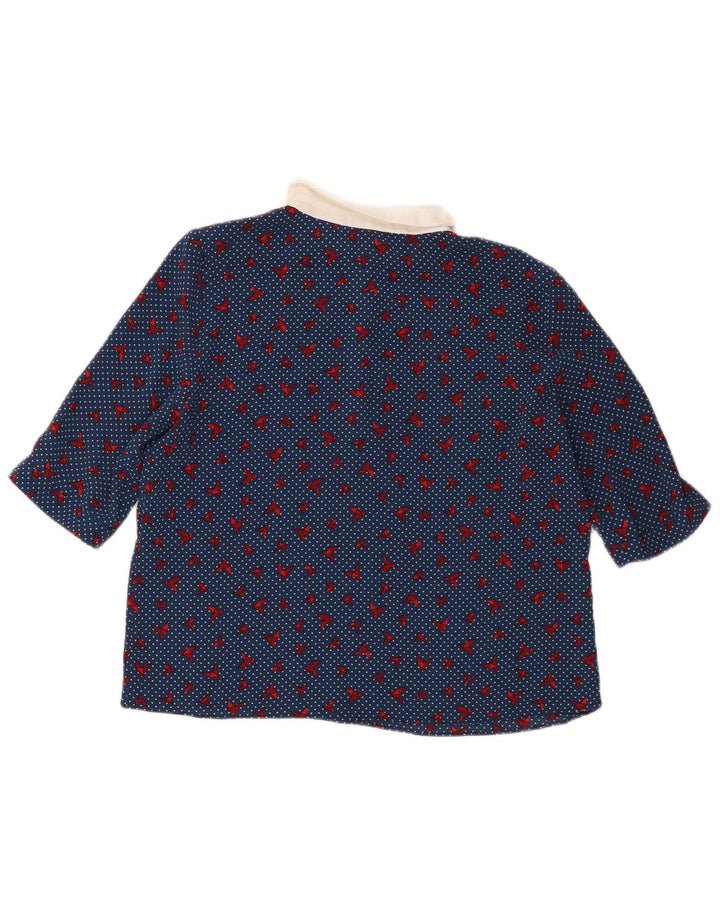 Zara Womens Trafaluc Blouse Top UK 14 Medium Blue Spotted Polyester