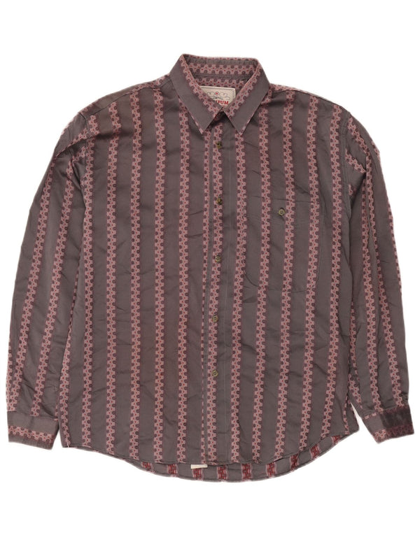 Wampum Mens Shirt Medium Grey Geometric Acrylic Classic