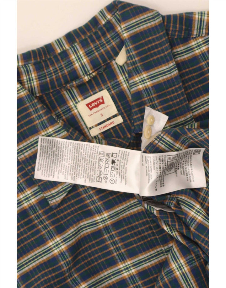 Levi's Mens Standard Shirt Small Navy Blue Check Cotton