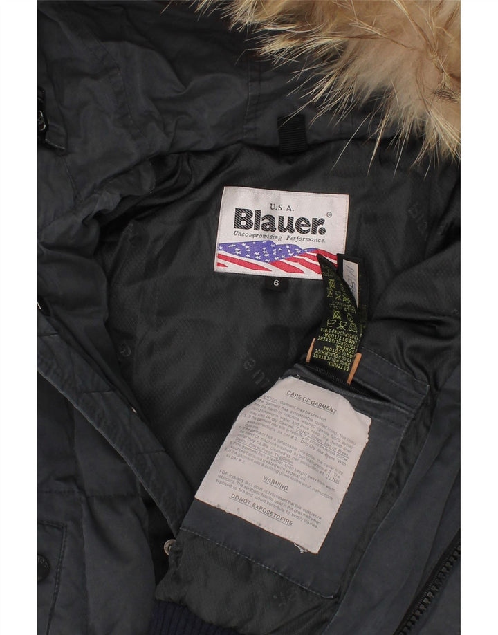 BLAUER Boys Hooded Padded Jacket 5-6 Years Grey Polyester Vintage Blauer and Second-Hand Blauer from Messina Hembry 