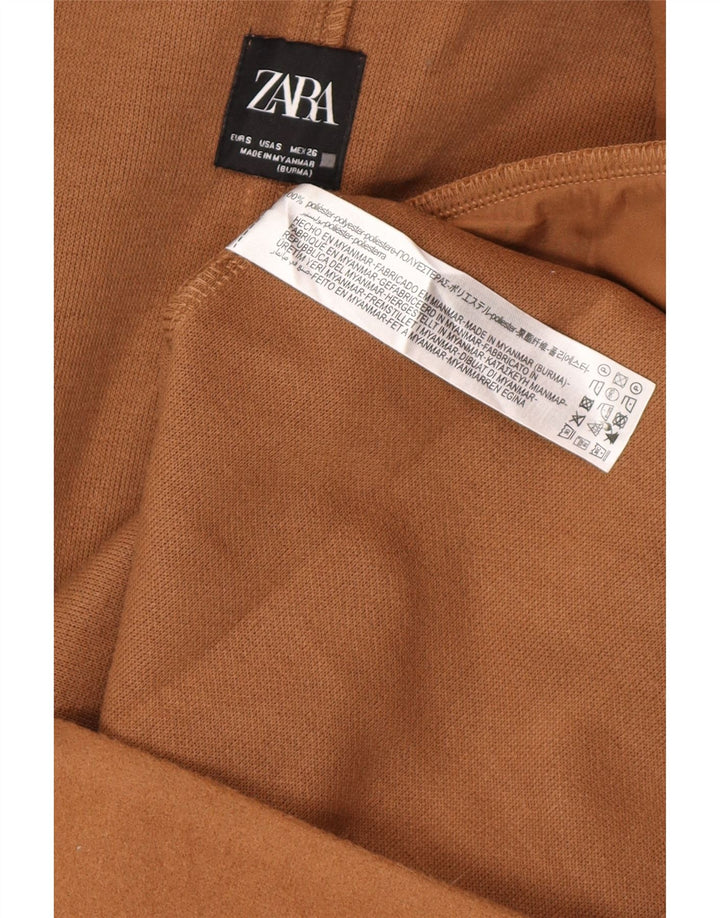Zara Womens Open Overcoat UK 10 Small Beige Polyester