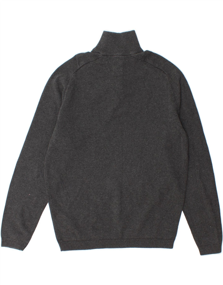 PENGUIN Mens Zip Neck Jumper Sweater Medium Grey Cotton Vintage Penguin and Second-Hand Penguin from Messina Hembry 