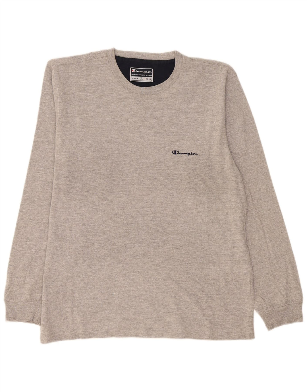 Champion Mens Top Long Sleeve Large Grey Flecked Cotton