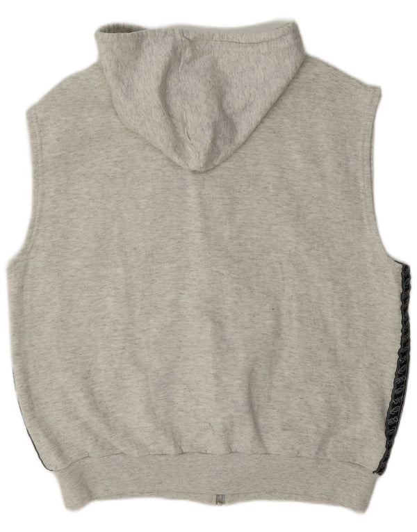 Asics Mens Graphic Sleeveless Zip Hoodie Sweater Large Grey Colourblock