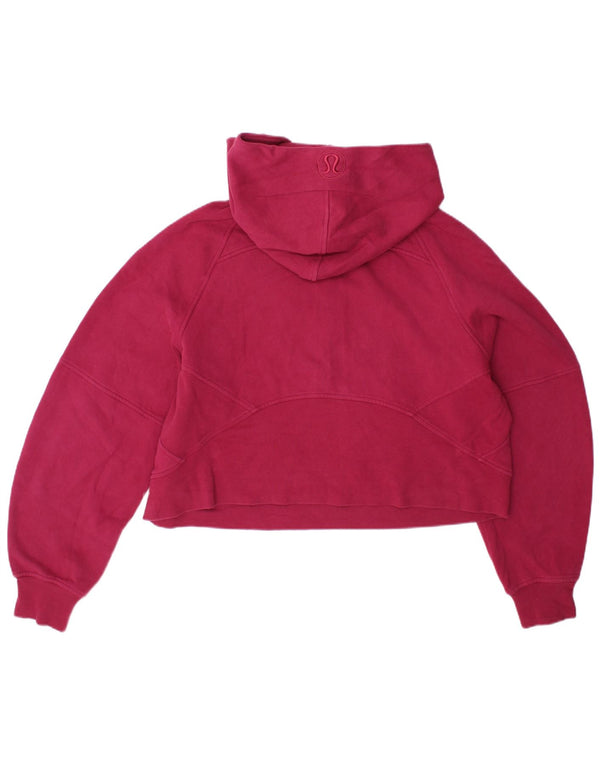 LULULEMON Womens Oversized Crop Hoodie Jumper UK 14 Medium Burgundy
