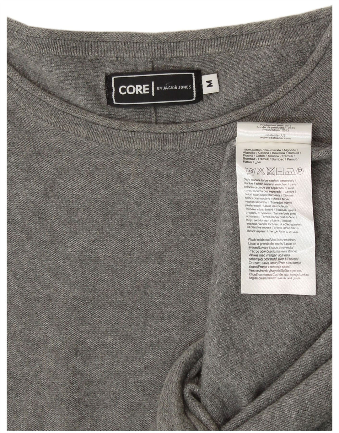 JACK & JONES Mens Core Boat Neck Jumper Sweater Medium Grey Cotton
