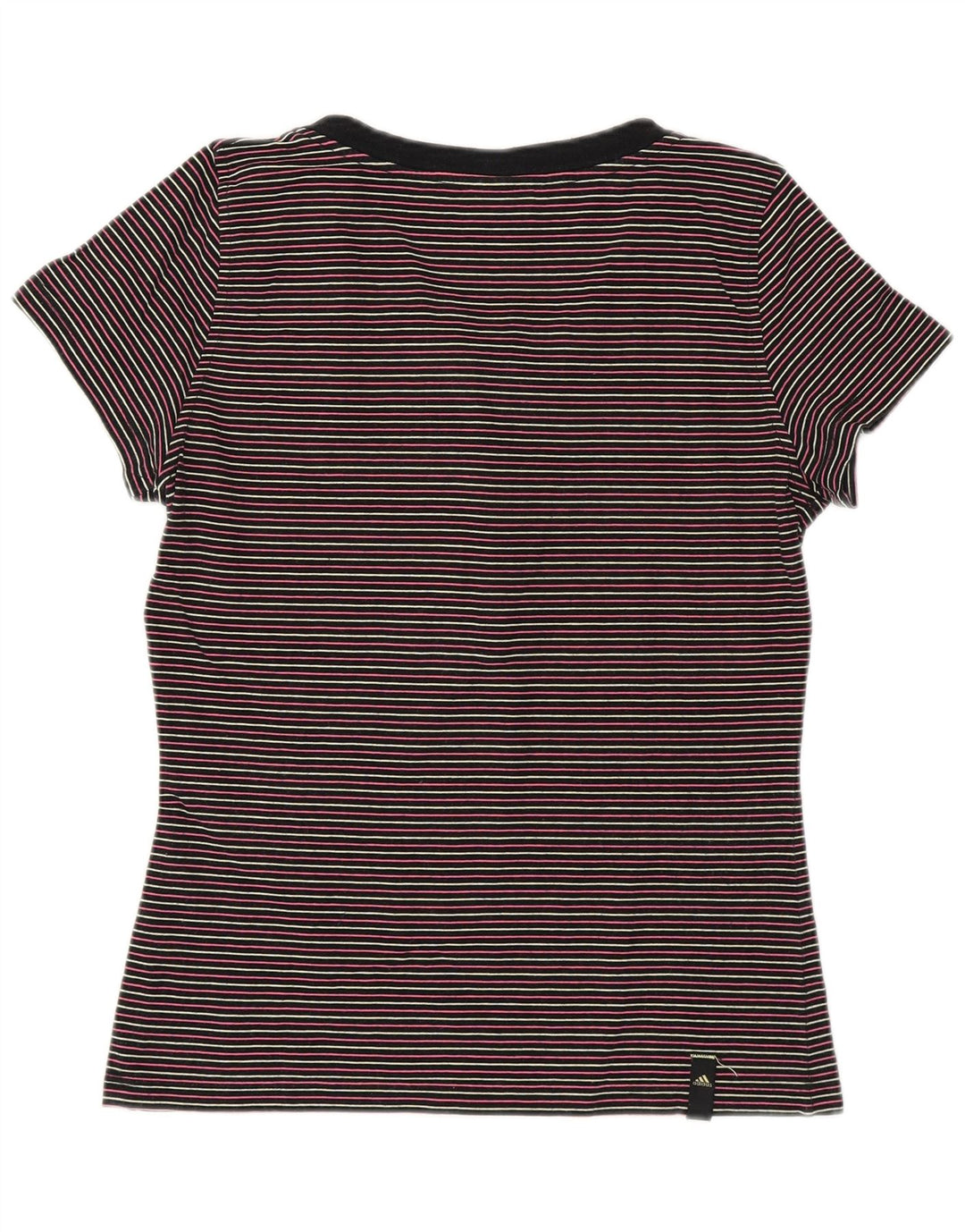 ADIDAS Womens T-Shirt Top UK 8/10 Small Multicoloured Striped Cotton