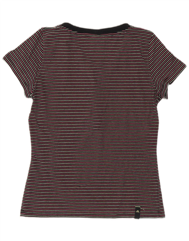 ADIDAS Womens T-Shirt Top UK 8/10 Small Multicoloured Striped Cotton