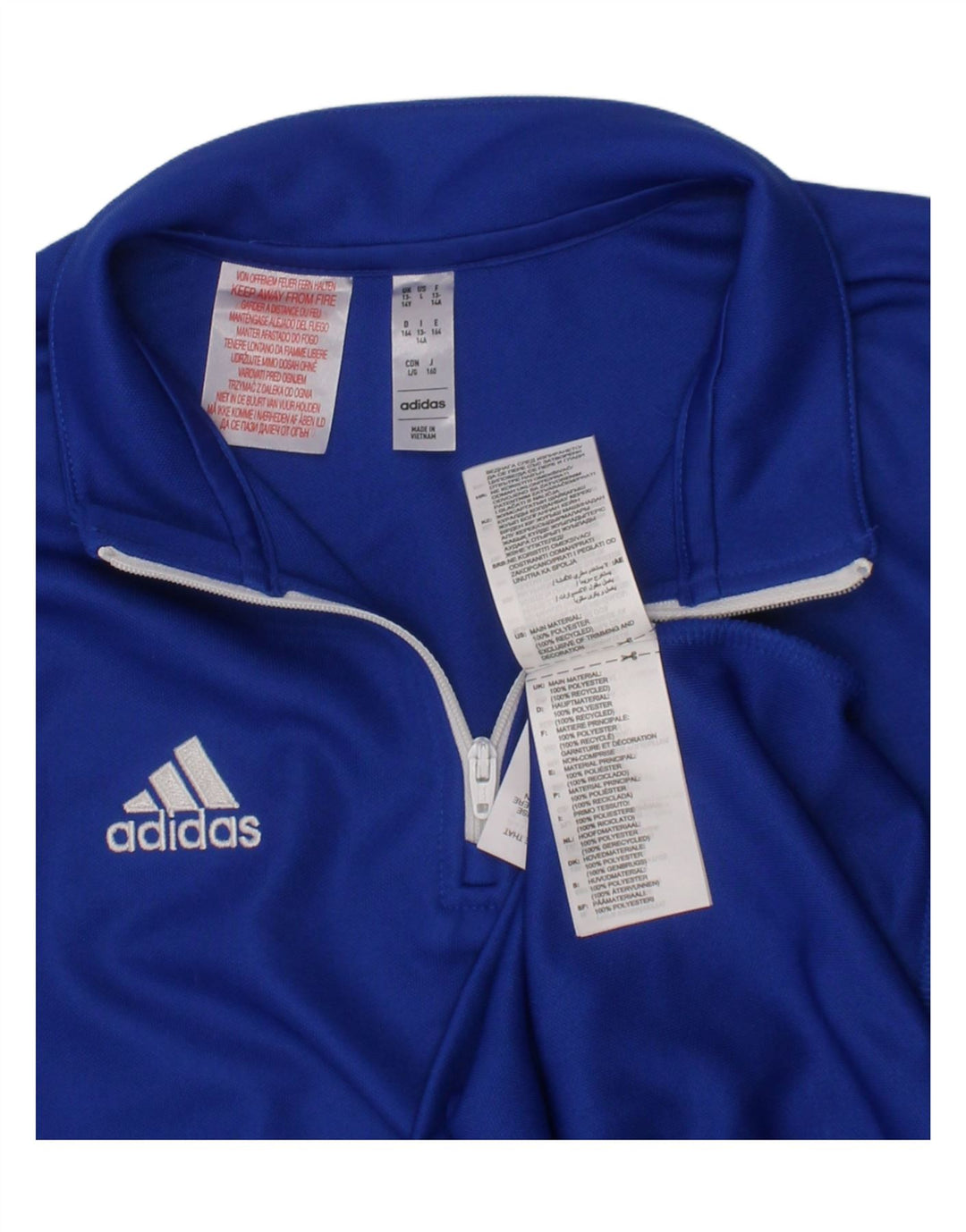 ADIDAS Boys Aeroready Zip Neck Pullover Tracksuit Top 13-14 Years Blue Vintage Adidas and Second-Hand Adidas from Messina Hembry 