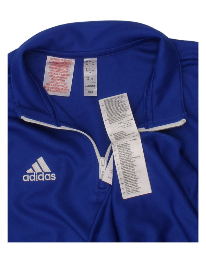 ADIDAS Boys Aeroready Zip Neck Pullover Tracksuit Top 13-14 Years Blue Vintage Adidas and Second-Hand Adidas from Messina Hembry 