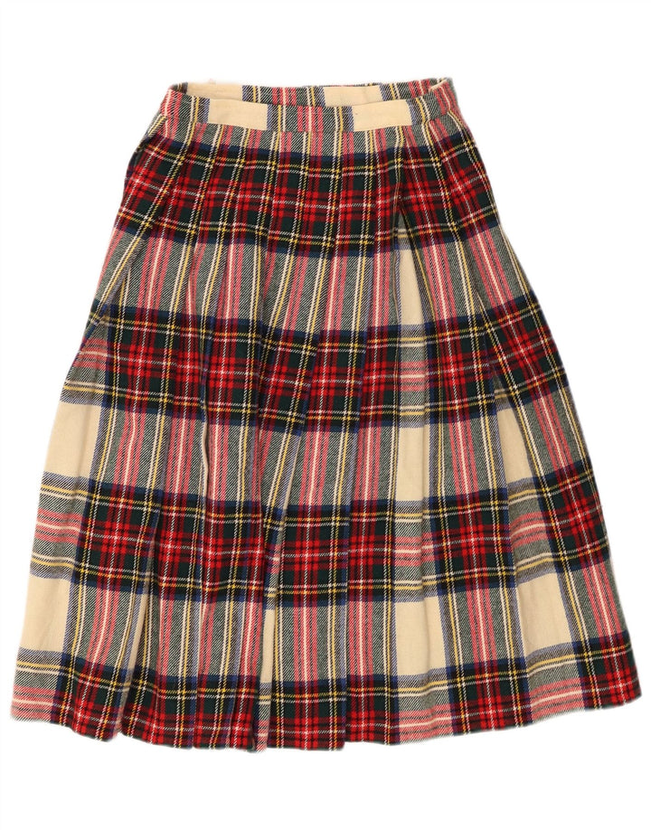 VINTAGE Womens Wrap Skirt W24 XS Multicoloured Plaid Wool