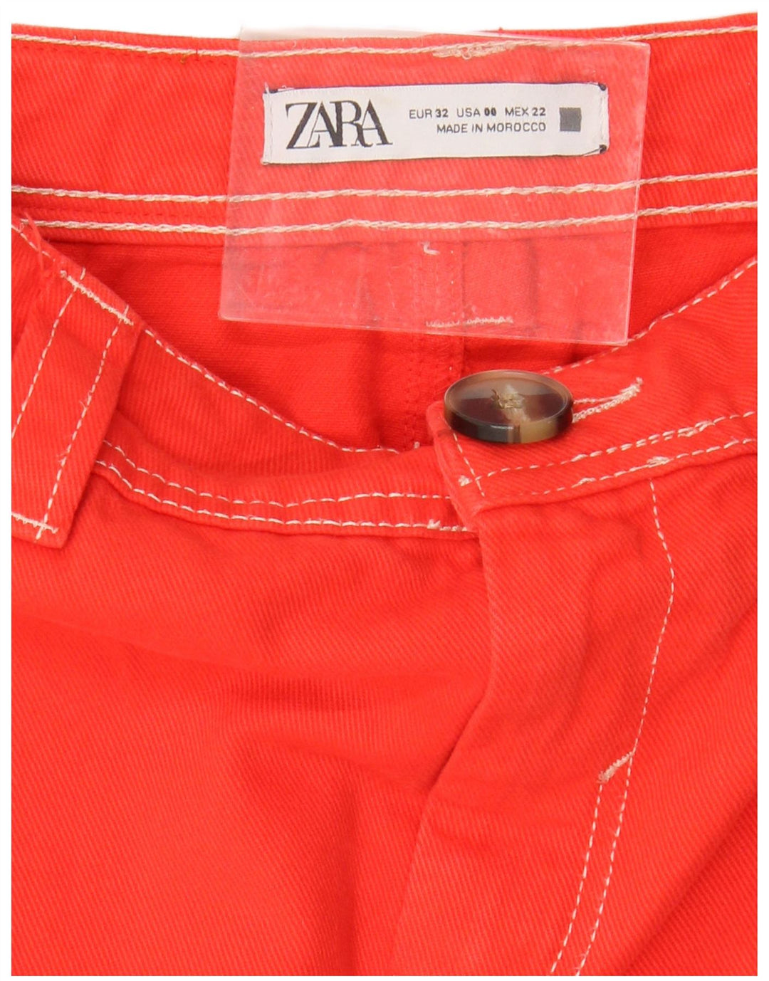 ZARA Womens High Waist Wide Leg Casual Trousers EU 32 2XS W22 L26 Orange