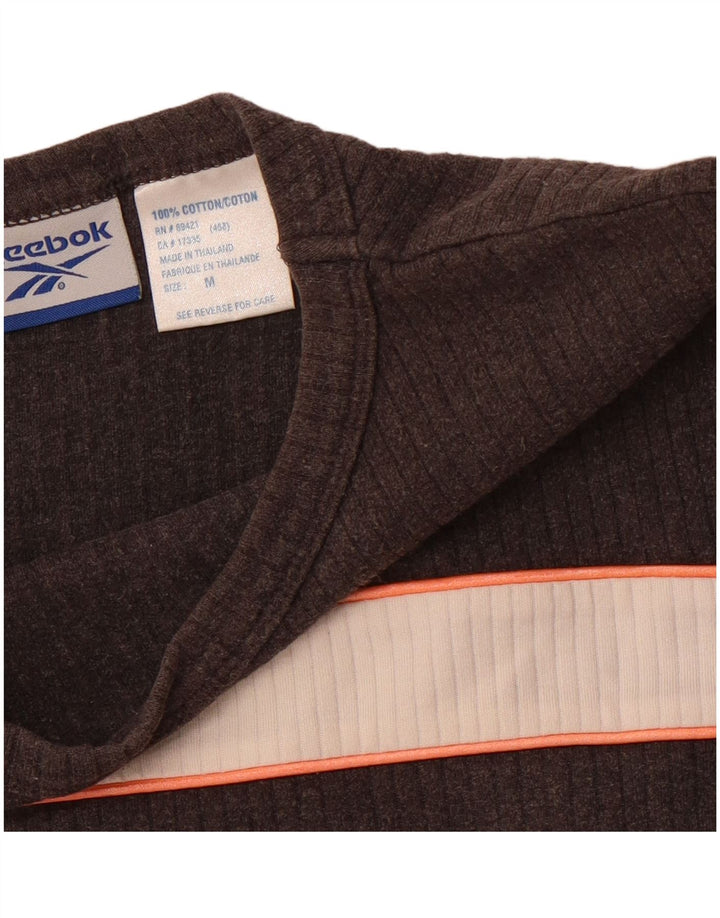 REEBOK Womens T-Shirt Top UK 12 Medium Grey Colourblock Cotton