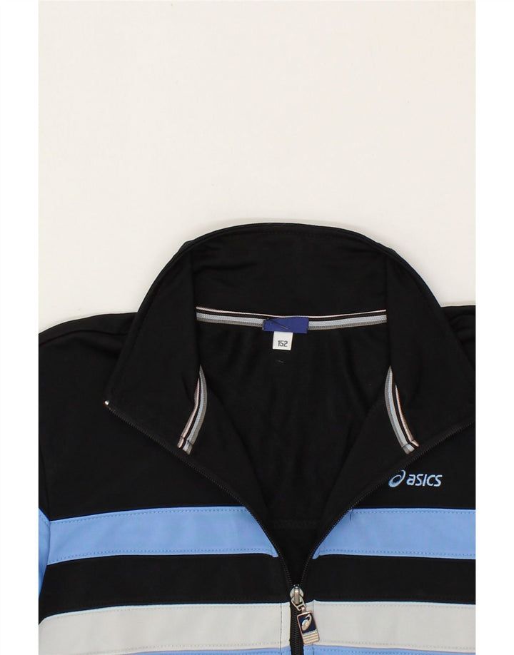 ASICS Boys Tracksuit Top Jacket 11-12 Years Navy Blue Colourblock Vintage Asics and Second-Hand Asics from Messina Hembry 