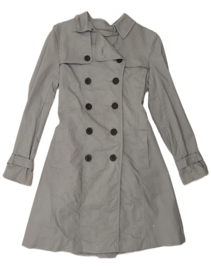 HOBBS Womens Trench Coat UK 10 Small Grey Cotton