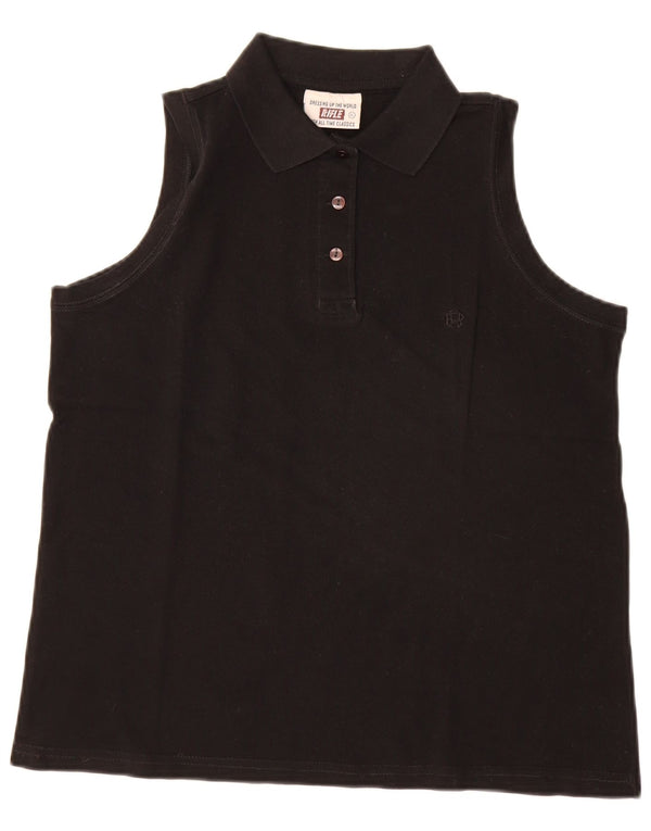 Rifle Womens Sleeveless Polo Shirt UK 18 XL Black Cotton
