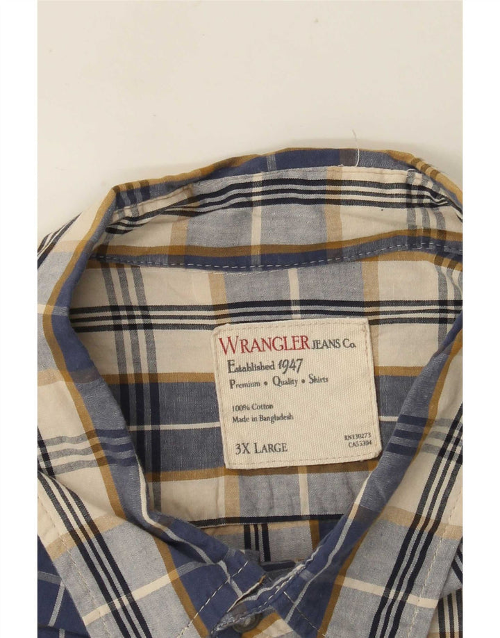 Wrangler Mens Shirt 3XL Navy Blue Check Cotton