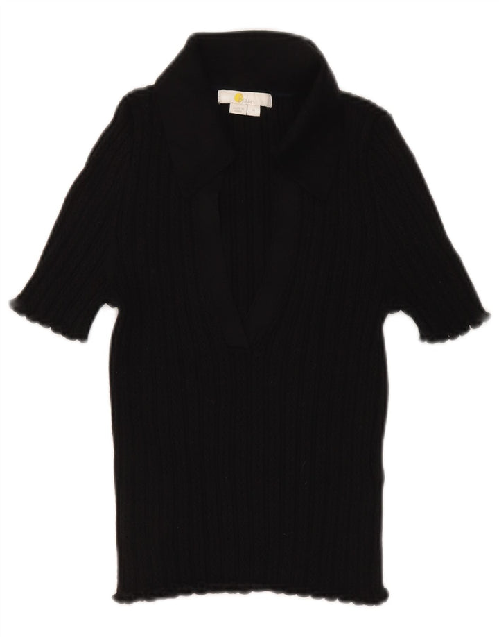 Boden Womens Polo Shirt UK 12 Medium Black Cotton