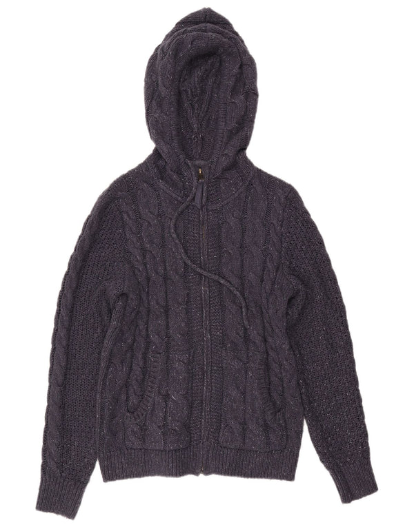 Fat Face Womens Hooded Cardigan Sweater UK 12 Medium Navy Blue Flecked