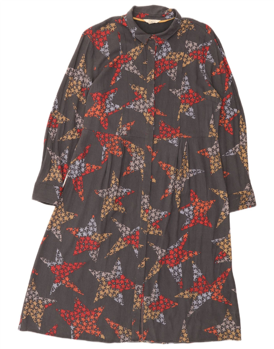 White Stuff Womens Abstract Pattern Shirt Dress UK 16 Large Grey Lyocell