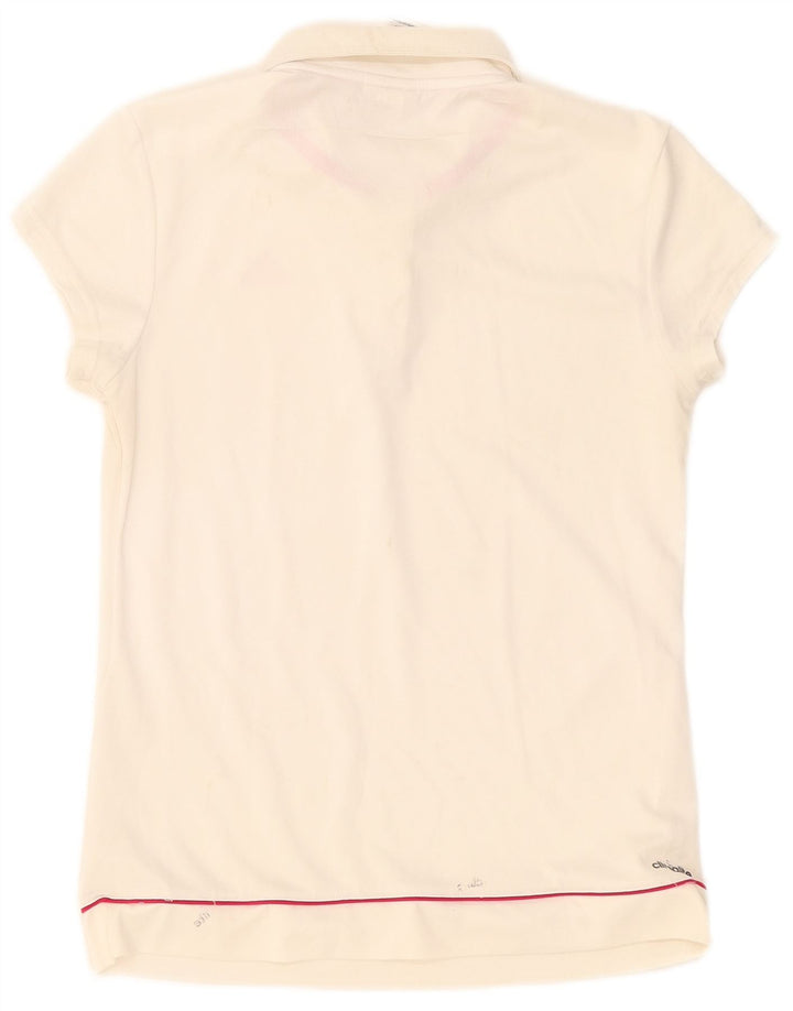 Adidas Womens Climalite Polo Shirt UK 8/10 Small White Polyester