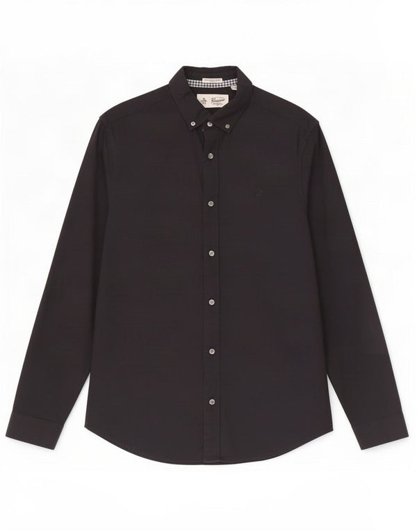 Penguin Mens Heritage Slim Fit Shirt Medium Navy Blue Cotton