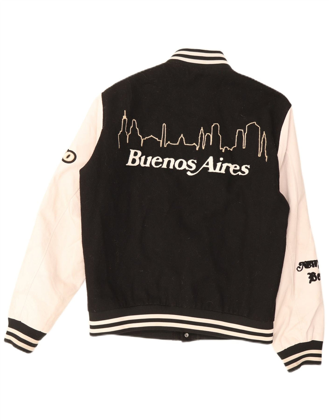 Jack & Jones Mens Graphic Varsity Jacket UK 38 Medium Black Colourblock