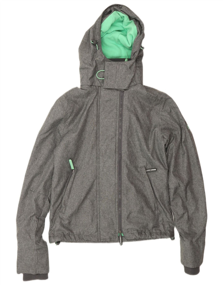 SUPERDRY Womens The Windcheater Graphic Windbreaker Jacket UK 8 Small Grey