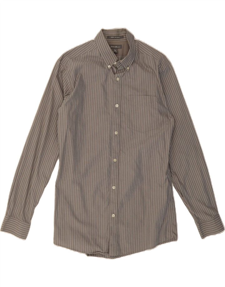 EDDIE BAUER Mens Slim Fit Shirt Medium Grey Pinstripe Cotton Vintage Eddie Bauer and Second-Hand Eddie Bauer from Messina Hembry 
