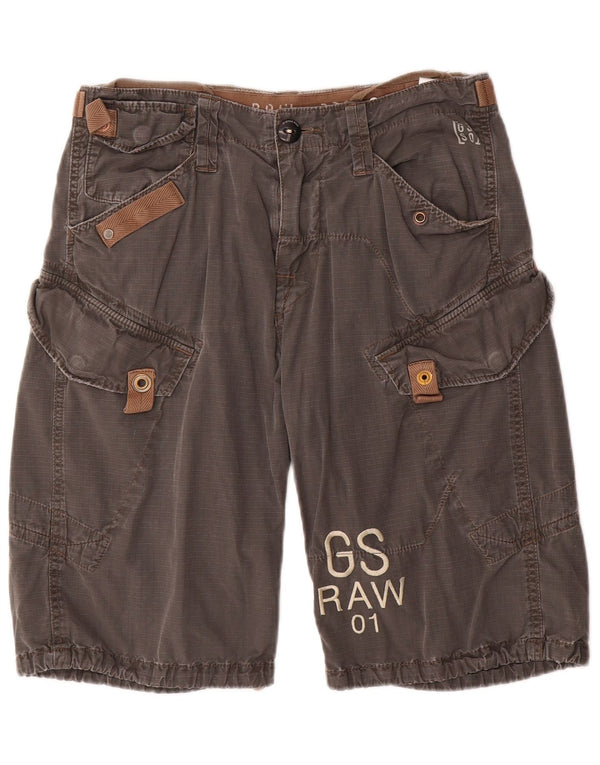 G-Star Mens Graphic Cargo Shorts W32 Medium Grey Cotton